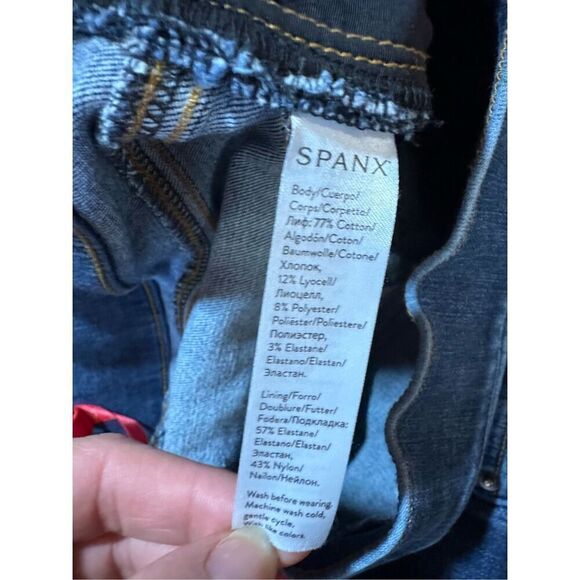 Spanx Distressed Ankle Skinny Jeans Medium Wash Sz L - Picture 11 of 11